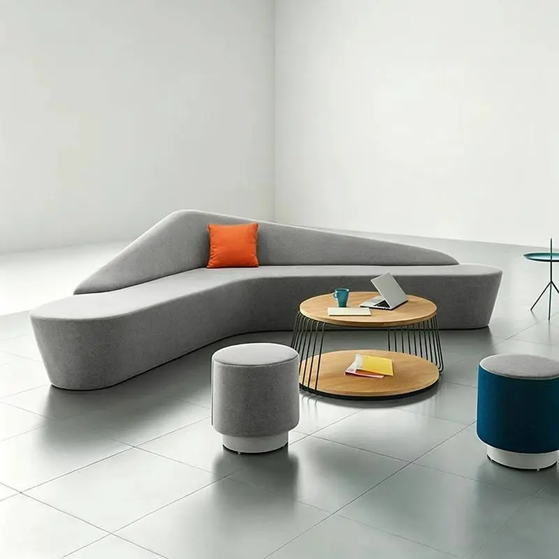 Nordic Creative Modular Reception Curved Sofa Hotel Lobby Lounge Commercial Seating Furniture Waiting Room Meeting Guest Area — image 5