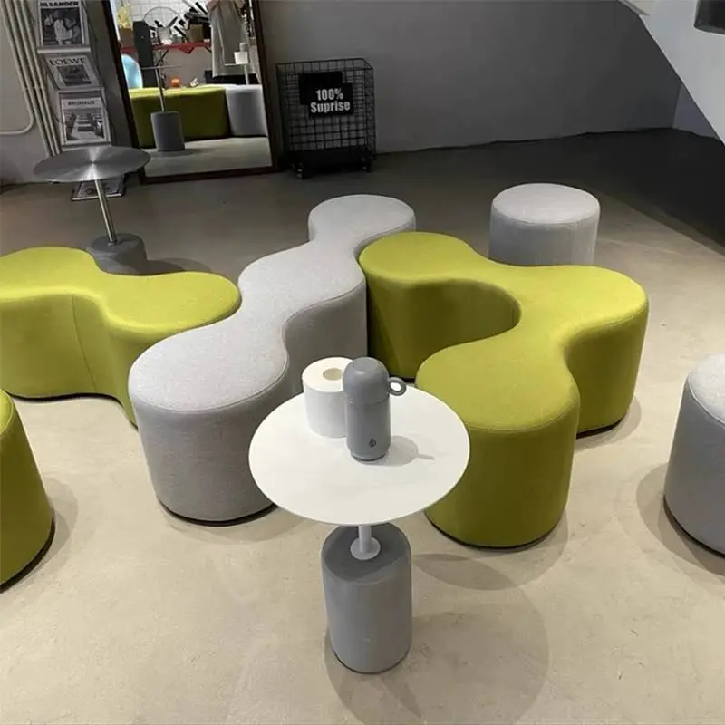 Modular Durable Fabric Office Sofa Stool Set Wood Frame Modern Sectional Commercial Furniture High-Density Apartment Hot — view 1
