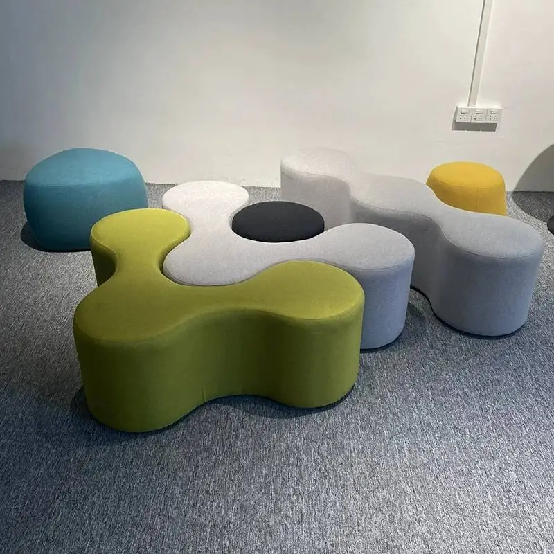 Modular Durable Fabric Office Sofa Stool Set Wood Frame Modern Sectional Commercial Furniture High-Density Apartment Hotel — image 4