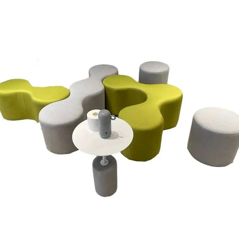 Modular Durable Fabric Office Sofa Stool Set Wood Frame Modern Sectional Commercial Furniture High-Density Apartment Hotel — image 5