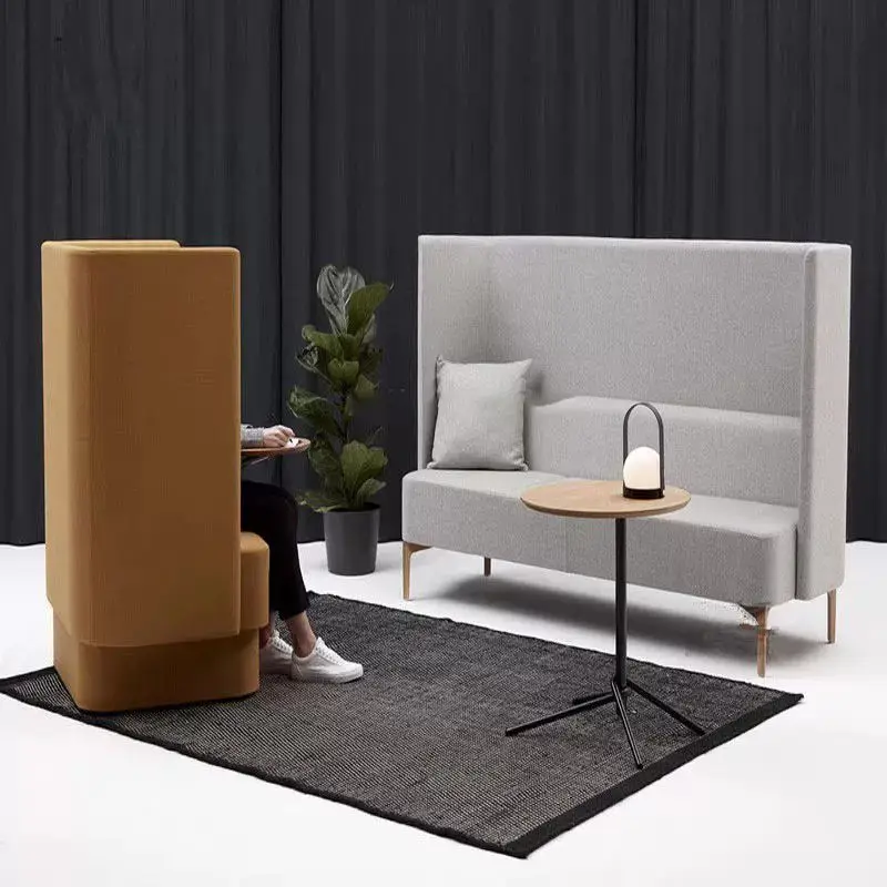 Modern High Back Privacy Enclosed Acoustic Booth Sofa Office Meeting Reception Lounge Screen Partition Commercial Furniture Set — image 5