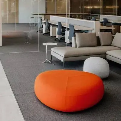 Modern Pebble Shaped Office Lounge Sofa Modular Creative Ottoman Waiting Area Seating Customizable Color Fabric Stool Set New — image 4