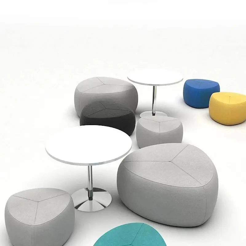 Modern Pebble Shaped Office Lounge Sofa Modular Creative Ottoman Waiting Area Seating Customizable Color Fabric Stool Set New — image 6