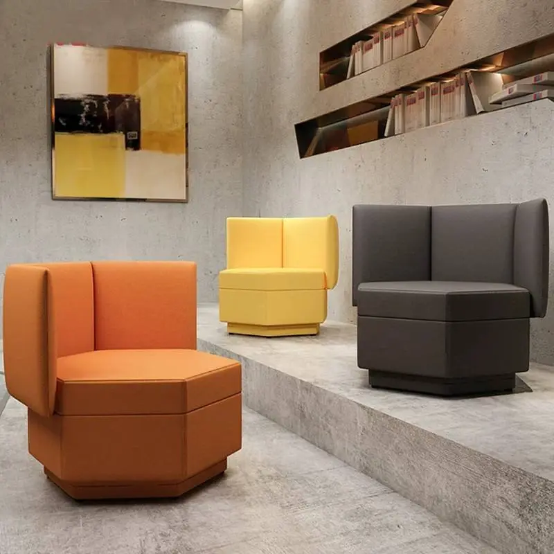Custom Creative Hexagonal Ottoman Stool Modern Minimalist Office Reception Waiting Room Lounge Leisure Seating Furniture — image 5
