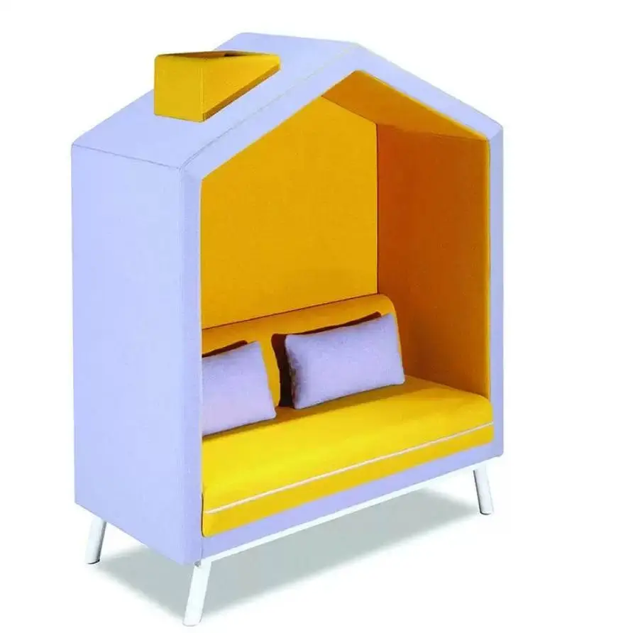 Creative Irregular House Shape High Back Enclosed Fabric Sofa Kindergarten Training Public Leisure Seating Furniture — image 3