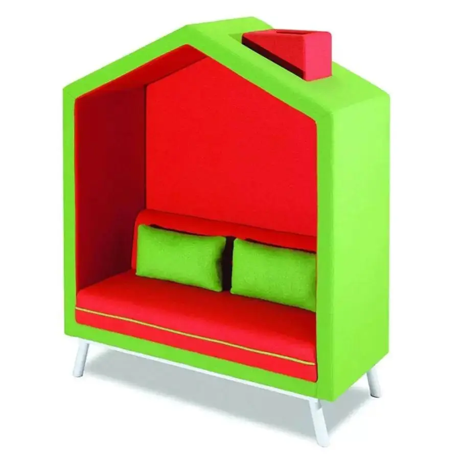 Creative Irregular House Shape High Back Enclosed Fabric Sofa Kindergarten Training Public Leisure Seating Furniture — image 4