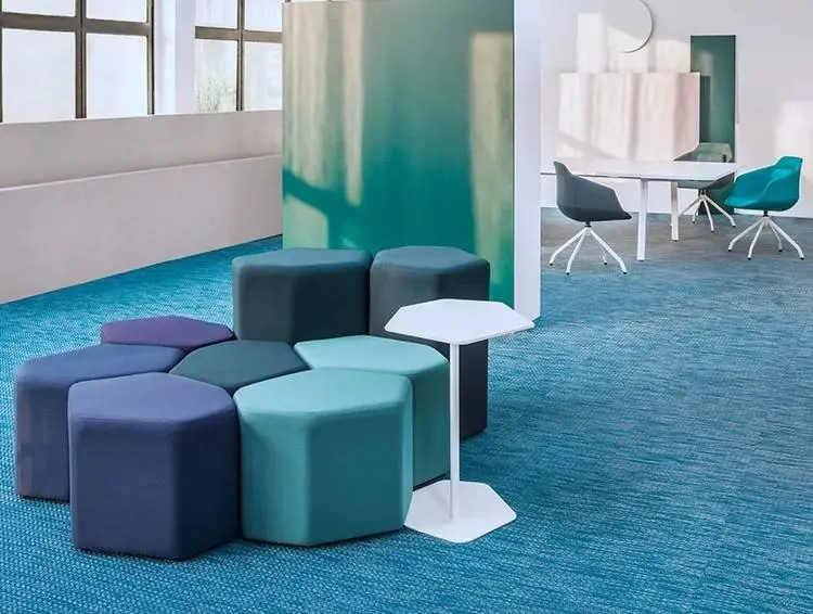 Creative Designer Stylish Hexagonal Modular Sofa Set Lobby Mall Kindergarten Waiting Area Leisure Seating Furniture — image 5