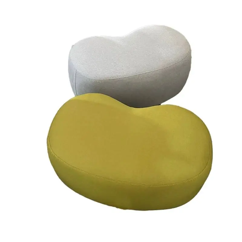 Designer Curved Fabric Ottoman Pouf Stool Set Modern Durable Office Apartment Hotel Leisure Lounge Waiting Area Commercial — image 6