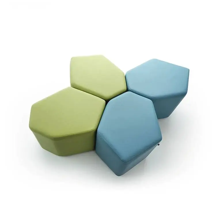 Creative Designer Stylish Hexagonal Modular Sofa Set Lobby Mall Kindergarten Waiting Area Leisure Seating Furniture — image 6