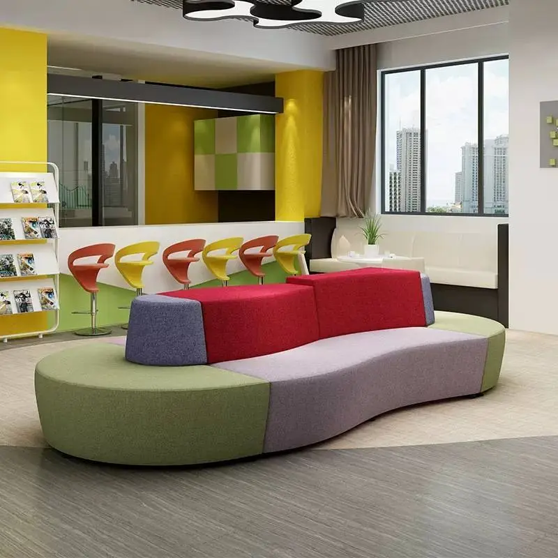 Creative Double-Sided Back-to-Back Modular Sofa Set Bank Commercial Lobby Reception Waiting Lounge Negotiation Furniture — image 3