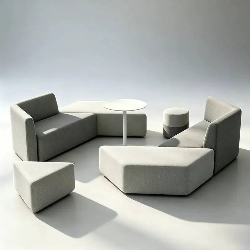 Modular Trapezoid Leisure Lounge Sofa Set Public Hall Waiting Rest Reception Meeting Negotiation Office Furniture — image 4