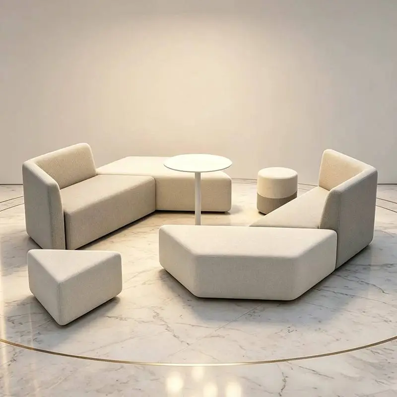 Modular Trapezoid Leisure Lounge Sofa Set Public Hall Waiting Rest Reception Meeting Negotiation Office Furniture — image 5
