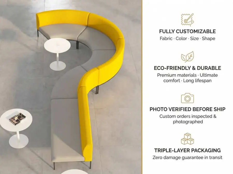 Custom Double-Sided Back-to-Back Modern Sectional Fabric Booth Sofa High-Density Sponge for Commercial Spaces-Durable Office — image 3