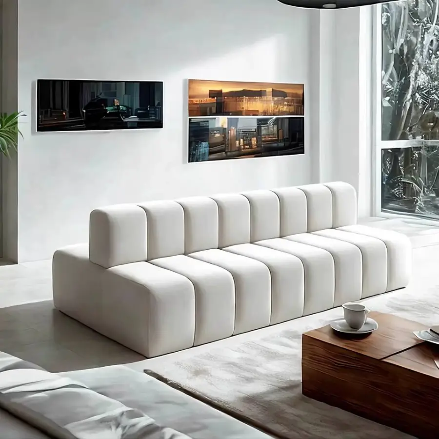 Custom Double-Sided Back-to-Back Modern Sectional Fabric Booth Sofa High-Density Sponge for Commercial Spaces-Durable Office — image 4