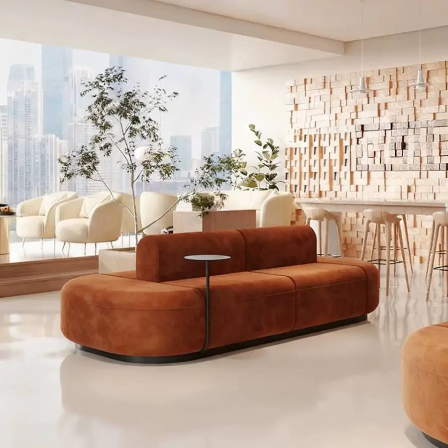 Custom Double-Sided Leisure Sofa Company Lounge Waiting Hotel Mall Public Rest Negotiation Area Commercial Seating Furniture — image 4