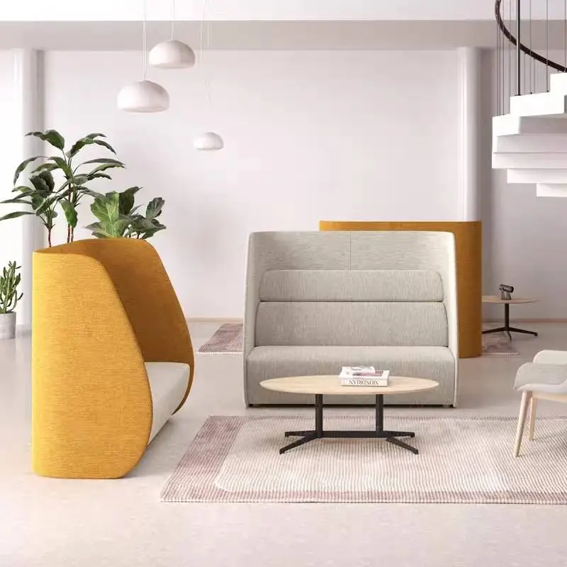 Modern Super High Back Privacy Partition One Seat Office Sofa Booth Hotel Reception Negotiation Lounge Enclosed Commerci — view 1