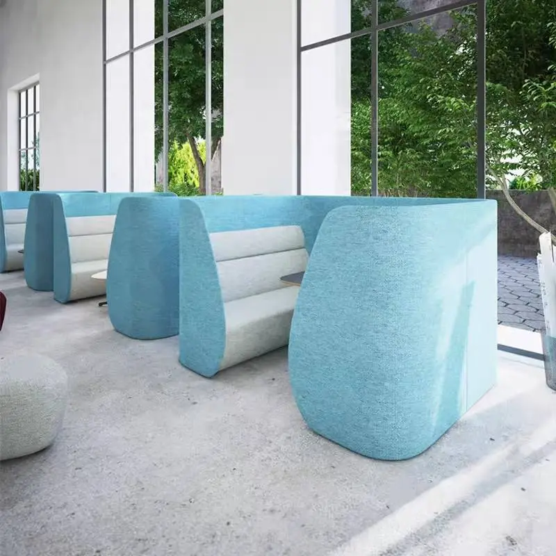 Modern Super High Back Privacy Partition One Seat Office Sofa Booth Hotel Reception Negotiation Lounge Enclosed Commercial — image 4