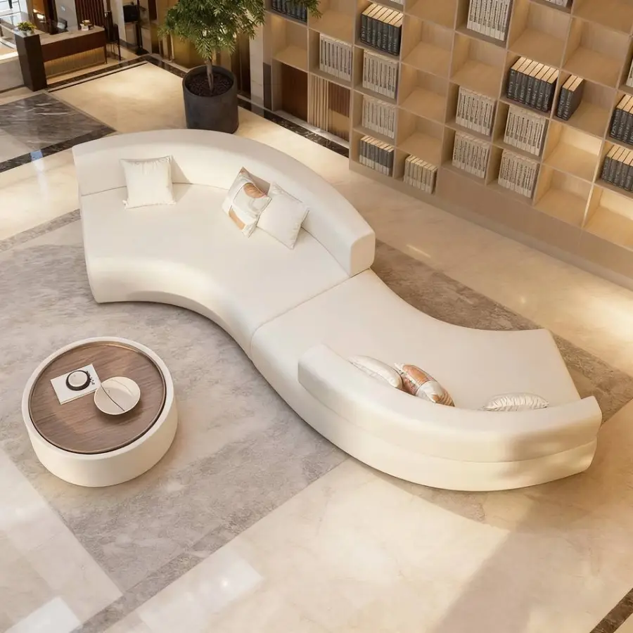 Custom Curved Irregular S-Shaped Double-Sided Minimalist Leisure Sofa Hotel Company Lounge Waiting Area Commercial Furniture — image 6