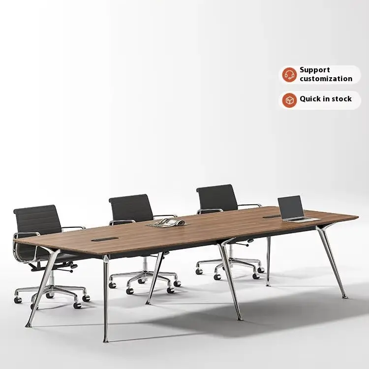 Modern Luxury Walnut Conference Meeting Table Wood Panel Office Furniture for Home Commercial Boardroom for Reunions Mee — view 1