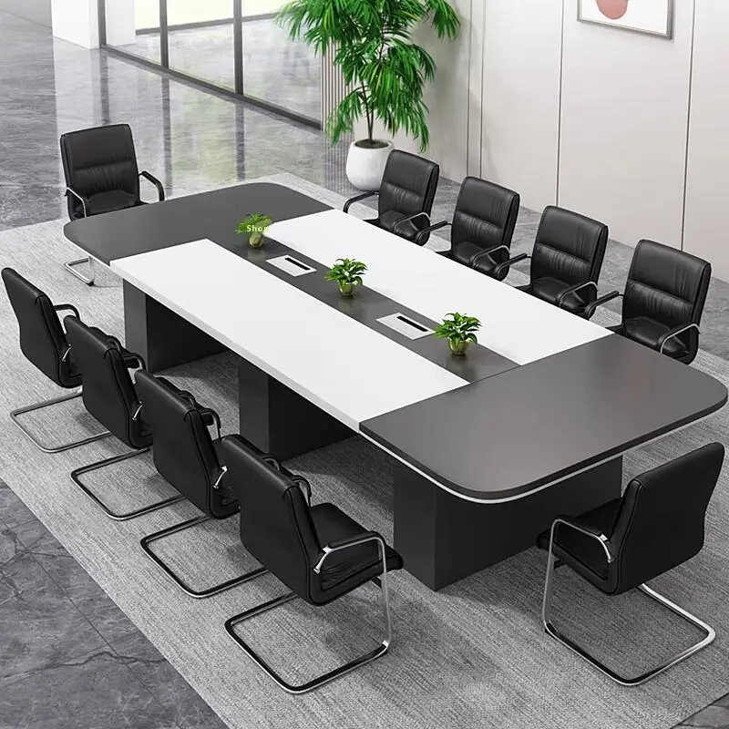Large Modern Simple Office Desk Wooden Panel Simple Conference Room Workbench Long Negotiation Table for Conference Work — view 1