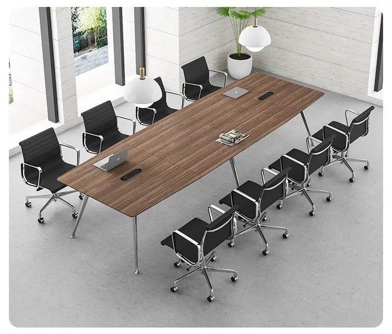 Modern Luxury Walnut Conference Meeting Table Wood Panel Office Furniture for Home Commercial Boardroom for Reunions Meetings — image 3