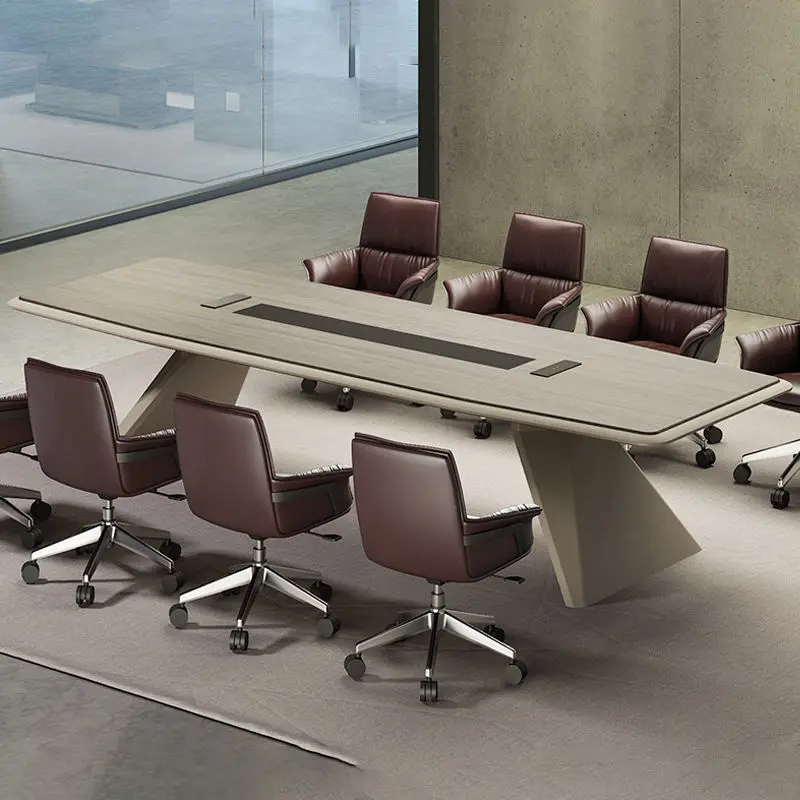 Luxury High-grade Wood Conference Table Modern Design Adjustable Height 5 Meters Customized Large Commercial Conference — view 1