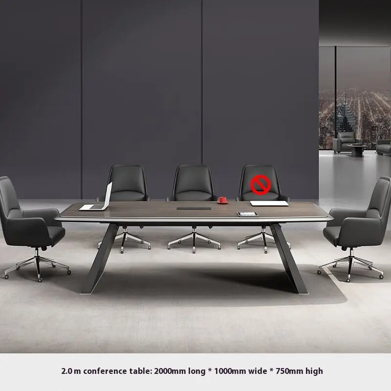 Simple Modern Large Reception Training Office Desk Chair Combination Wood Panel Style Modern Conference Table — image 3