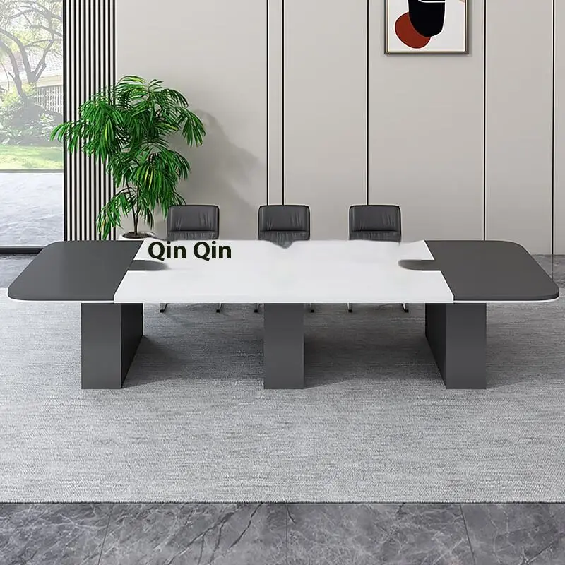 Large Modern Simple Office Desk Wooden Panel Simple Conference Room Workbench Long Negotiation Table for Conference Work — image 3