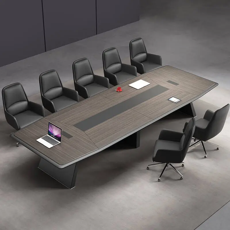 Simple Modern Large Reception Training Office Desk Chair Combination Wood Panel Style Modern Conference Table — image 4