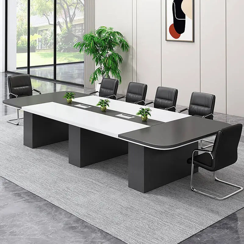 Large Modern Simple Office Desk Wooden Panel Simple Conference Room Workbench Long Negotiation Table for Conference Work — image 4