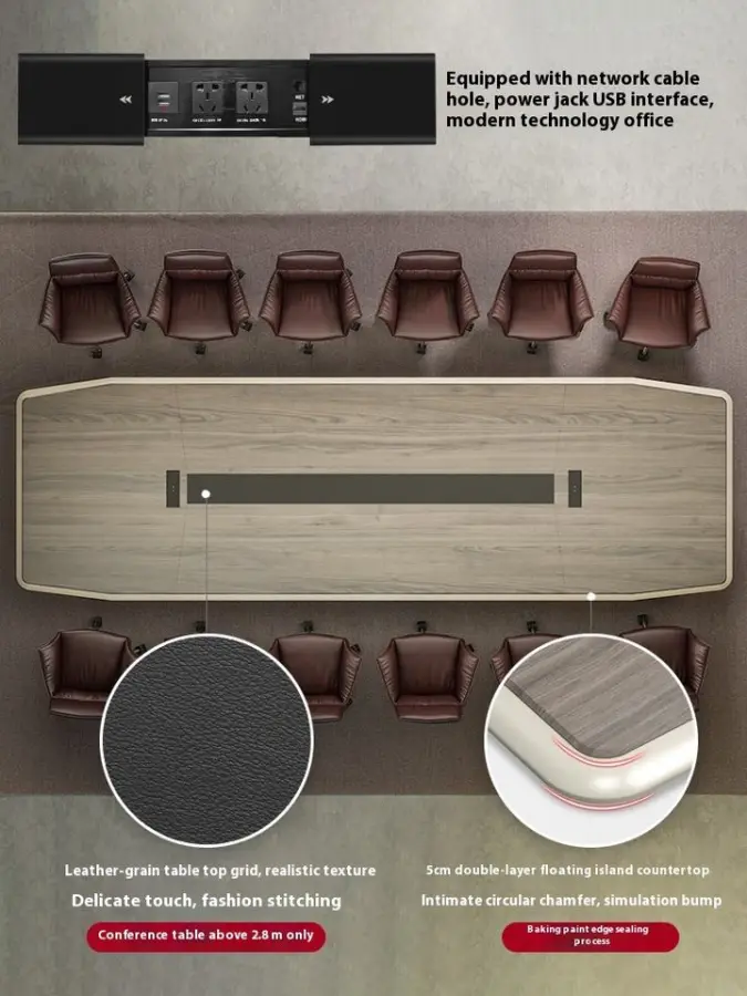 Luxury High-grade Wood Conference Table Modern Design Adjustable Height 5 Meters Customized Large Commercial Conference Table — image 4