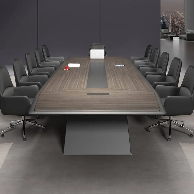 Simple Modern Large Reception Training Office Desk Chair Combination Wood Panel Style Modern Conference Table — image 5