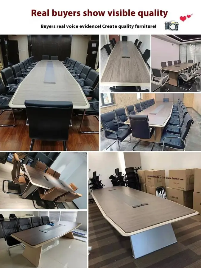 Luxury High-grade Wood Conference Table Modern Design Adjustable Height 5 Meters Customized Large Commercial Conference Table — image 6