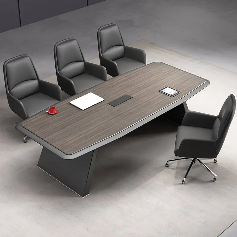 Simple Modern Large Reception Training Office Desk Chair Combination Wood Panel Style Modern Conference Table — image 7