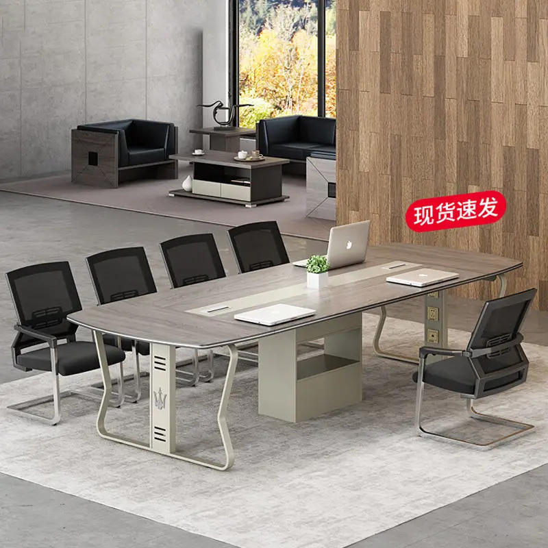 Luxury High-grade 2.4 Meters Modern Conference Table with Customized Large Size Factory New Chairs Wood Material — view 1