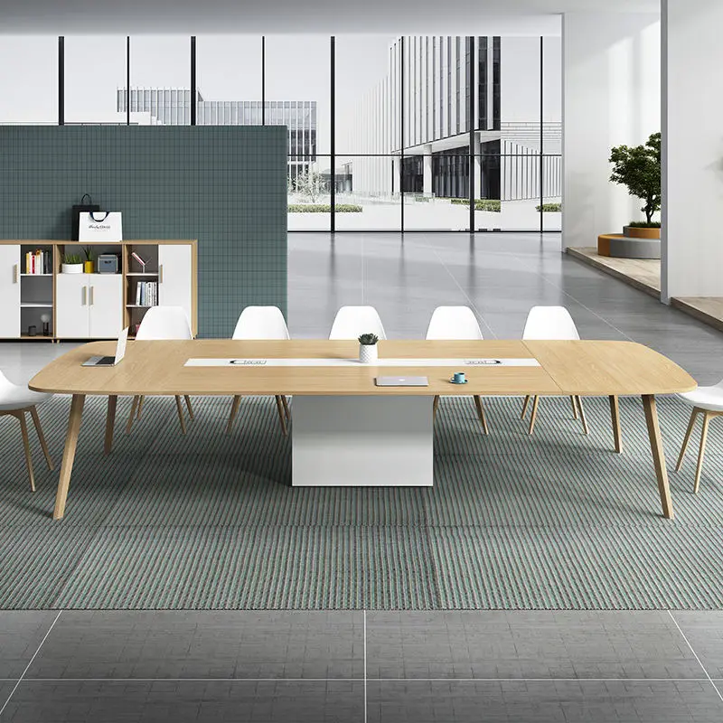Modern Multi-functional Adjustable Height Meeting Desk Wood Panel Table Top Conference Board Room Home Office Commercial — view 1