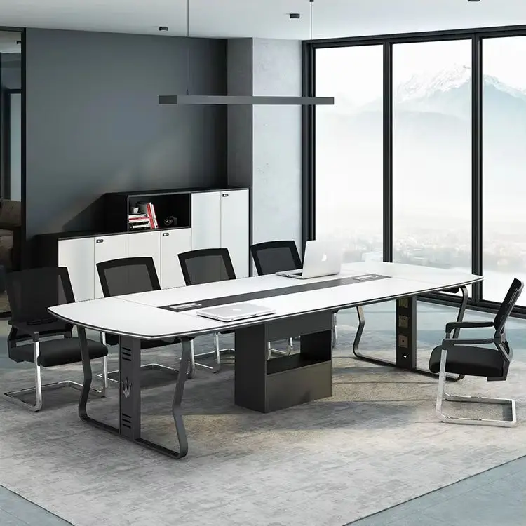 Luxury High-grade 2.4 Meters Modern Conference Table with Customized Large Size Factory New Chairs Wood Material — image 3