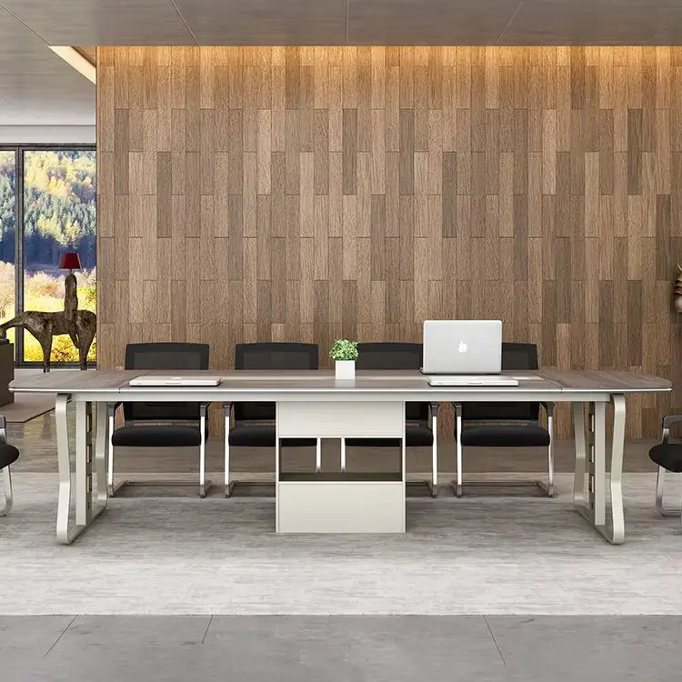 Luxury High-grade 2.4 Meters Modern Conference Table with Customized Large Size Factory New Chairs Wood Material — image 5
