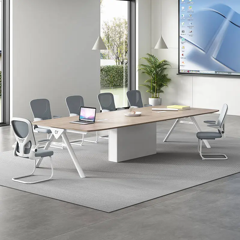 Large Modular Wooden Panel Conference Table Modern Office Desk for Commercial and Villa Use — view 1