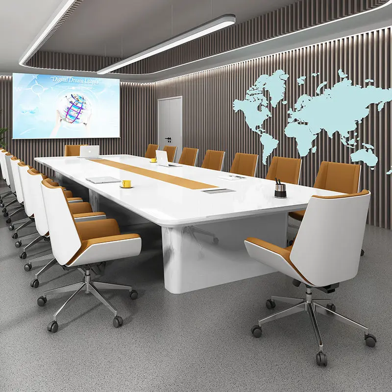 Modern Luxury Wooden Panel Customized Multi-functional Modular Desk Big Executive Meeting Conference Negotiation Tables — view 1