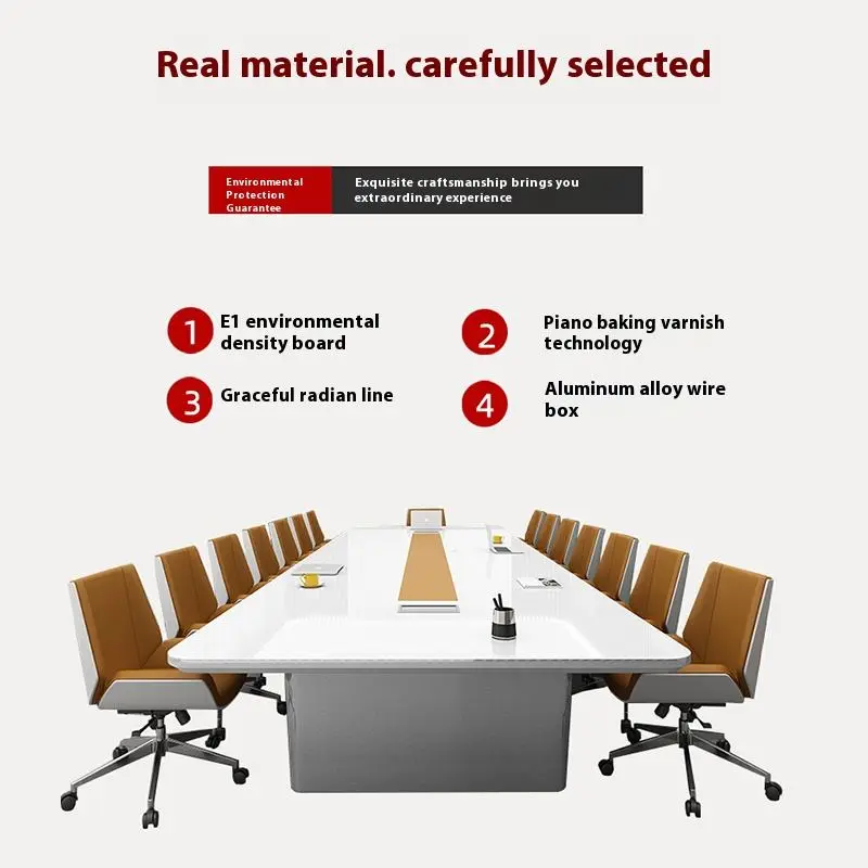 Modern Luxury Wooden Panel Customized Multi-functional Modular Desk Big Executive Meeting Conference Negotiation Tables Villa — image 3