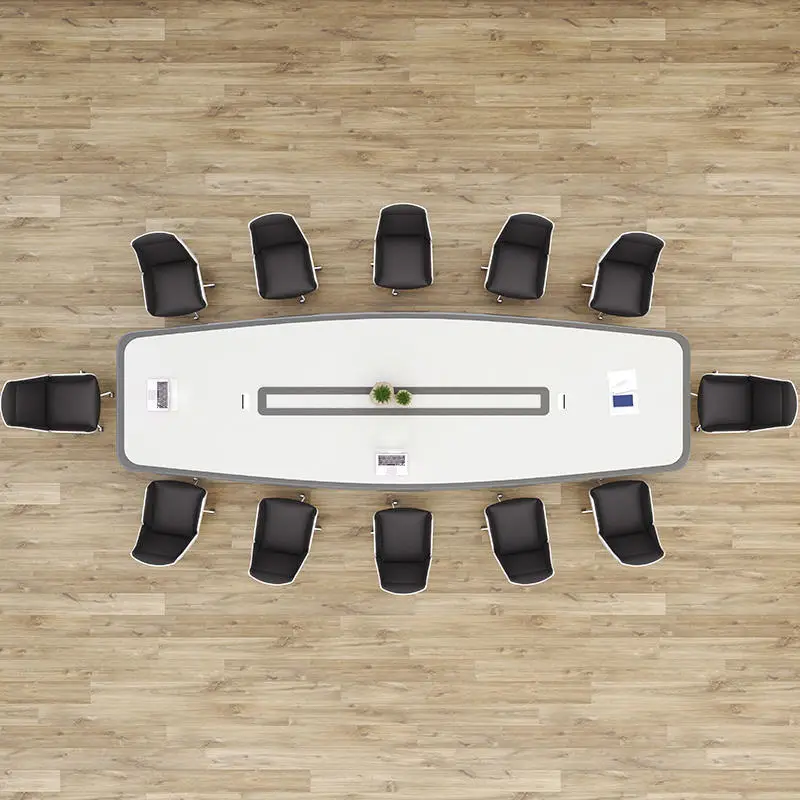 Modern White Office Furniture Long Large Creative Negotiation Conference Table Chairs Made of Wood-New White Conference Table — image 4