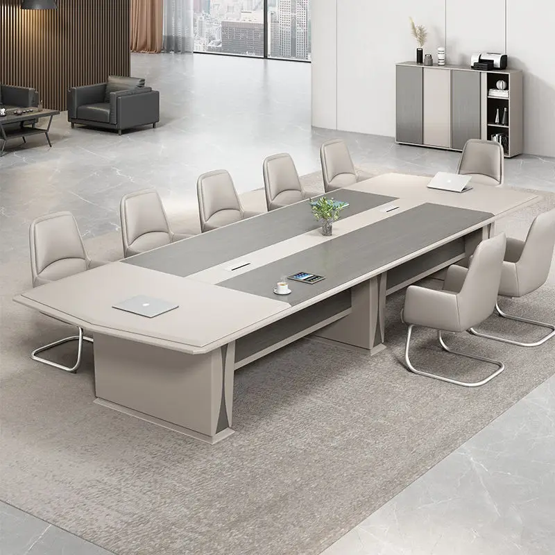Modern Wood Conference Table Adjustable Height Long Large Office Furniture for Commercial Use in Conference Rooms — view 1