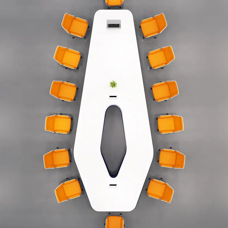 Modern High-Grade White Shaped Conference Table for Large Office Creative Negotiation Room Furniture Long and New Large Table — image 5