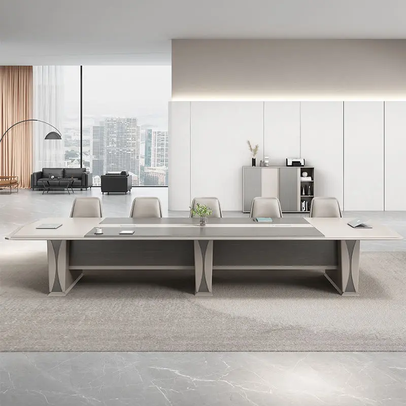 Modern Wood Conference Table Adjustable Height Long Large Office Furniture for Commercial Use in Conference Rooms — image 3