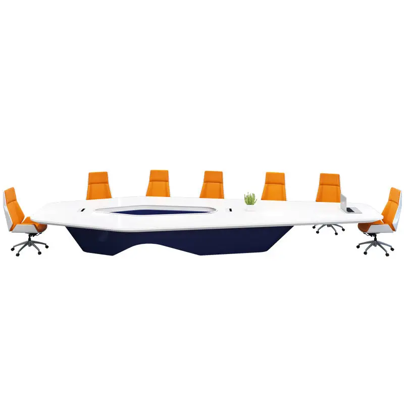 Modern High-Grade White Shaped Conference Table for Large Office Creative Negotiation Room Furniture Long and New Large Table — image 6
