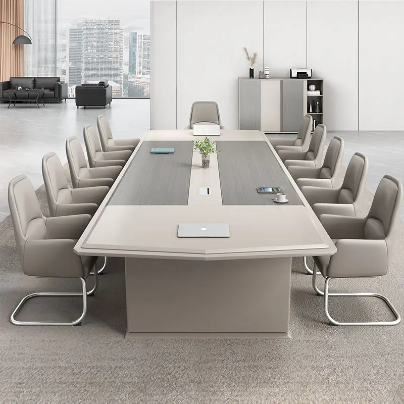 Modern Wood Conference Table Adjustable Height Long Large Office Furniture for Commercial Use in Conference Rooms — image 5