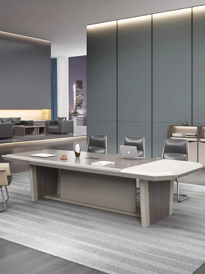 Modern Wood Panel Conference Table Office Furniture Adjustable Height Commercial Home Office Use — image 7