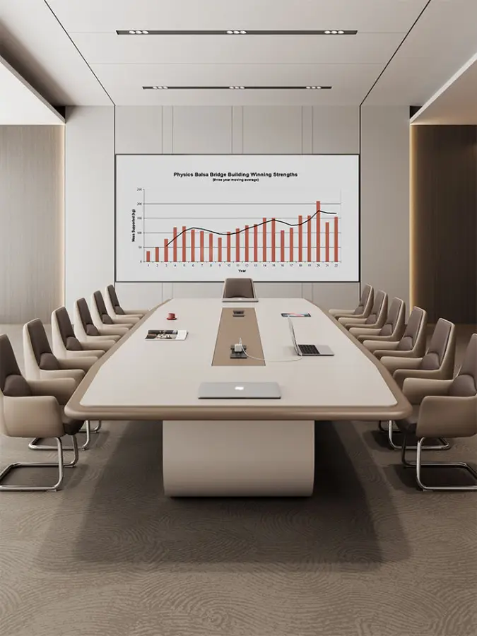Modern White Office Furniture Long Large Creative Negotiation Conference Table Chairs Made of Wood-New White Conference Table — image 3