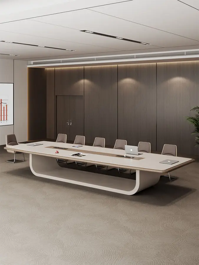 Modern White Office Furniture Long Large Creative Negotiation Conference Table Chairs Made of Wood-New White Conference Table — image 4